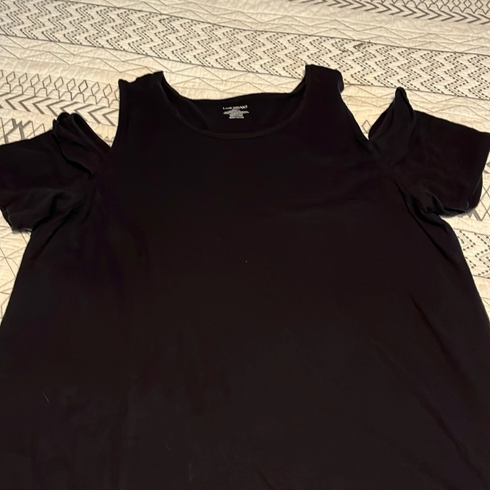 Lane Bryant Black Cold Shoulder Shirt